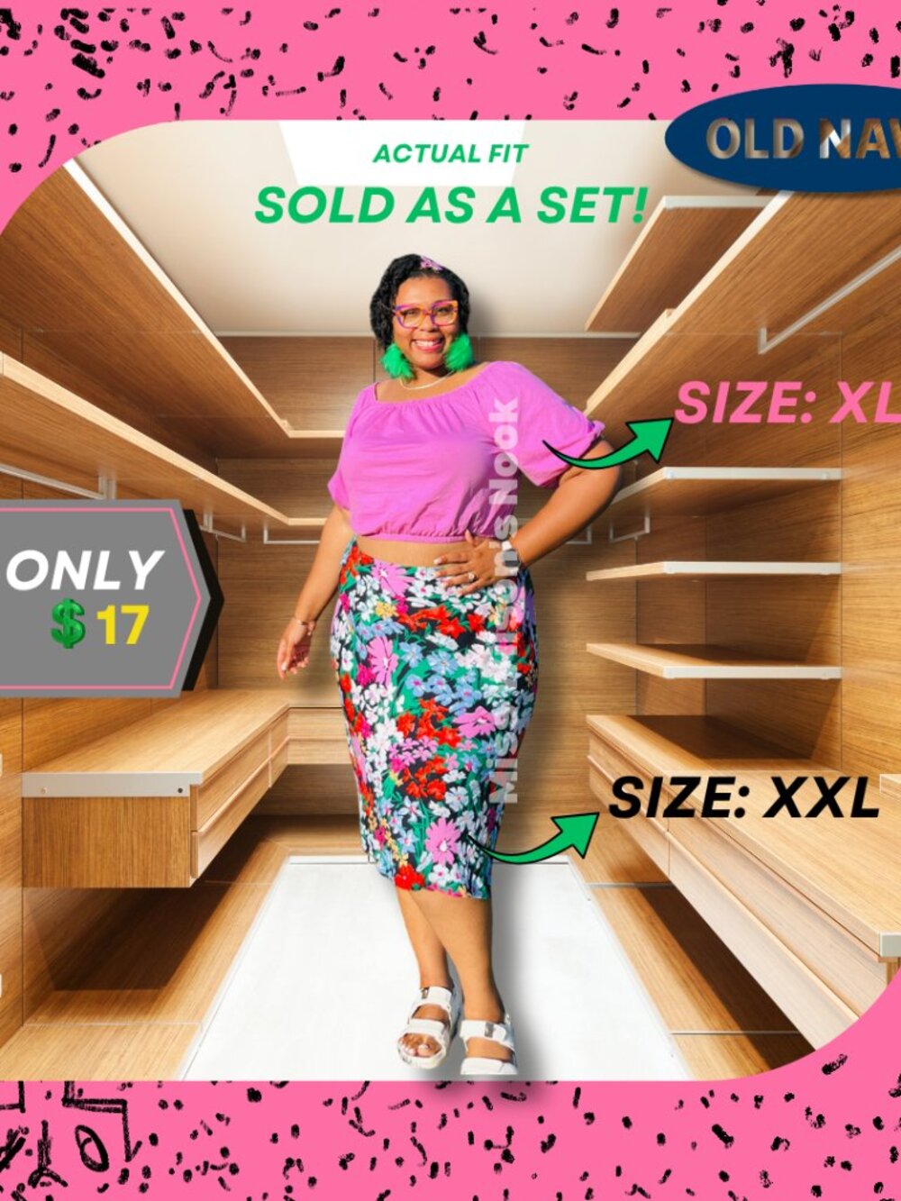 Old Navy Pink Crop Top & Vibrant Floral Skirt 2-Piece Set